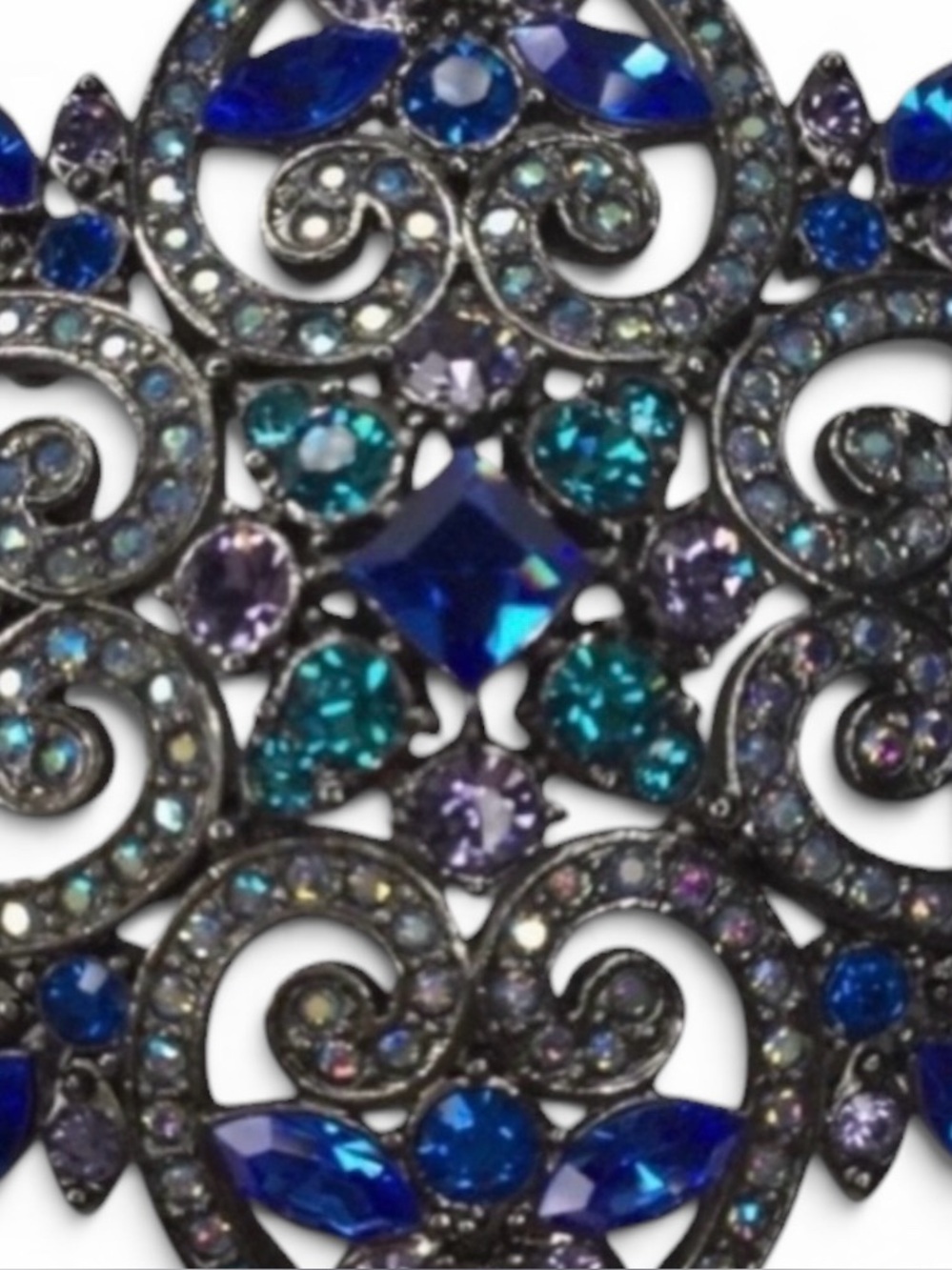 Vintage Joan Rivers Maltese Cross Brooch – Sapphire, Lavender & AB Rhinestones - Picture 9 of 13